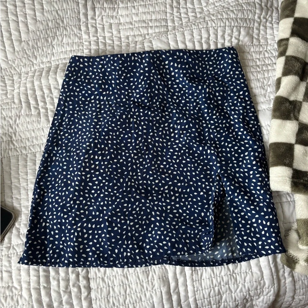 SHEIN Blue A-Line Mini Skirt with Slit - Picture 1 of 3